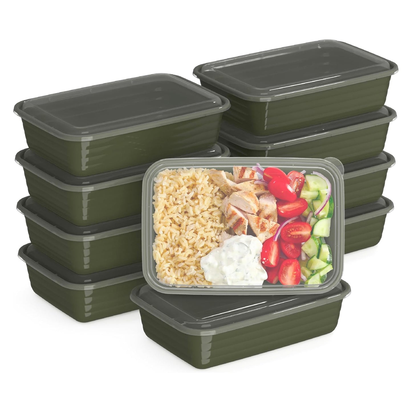 Prep - 20-Piece 1-Compartment Reusable Meal Prep Containers with Lids, PFAS & BPA Free Materials, Durable, Microwave, Freezer, & Dishwasher Safe To Go Food Storage