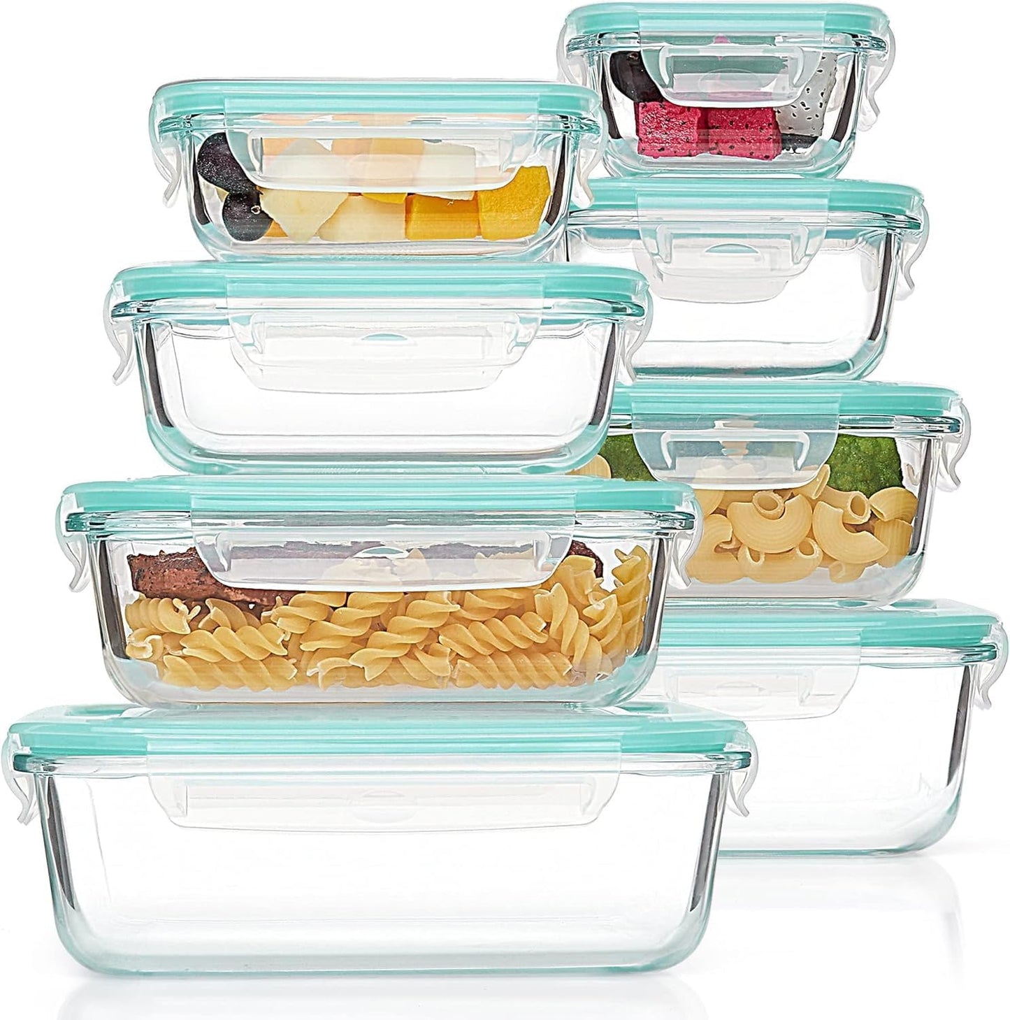 8 Pack Glass Food Storage Containers with Airtight Lids, Glass Meal Prep Containers, Lunch Office Meal for Microwave, Oven, Freezer and Dishwasher, BPA Free