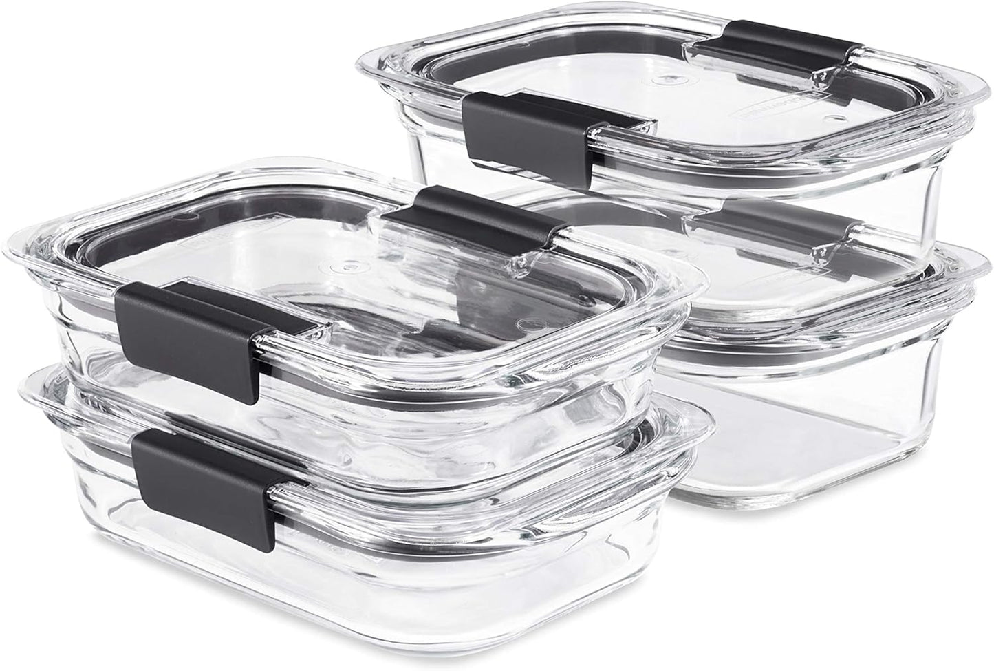 Brilliance Glass Food Storage Containers, Assorted Sizes, Set of 9, BPA-Free, Leak-Proof, Clear