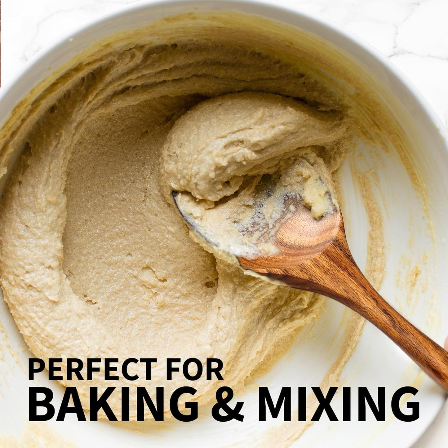 6-Piece Wooden Cooking Spoons Set – Heat-Resistant, Smooth Teak Utensils with Comfort Grip – Lightweight & Durable – Easy to Clean, Perfect for Non-Stick Cookware