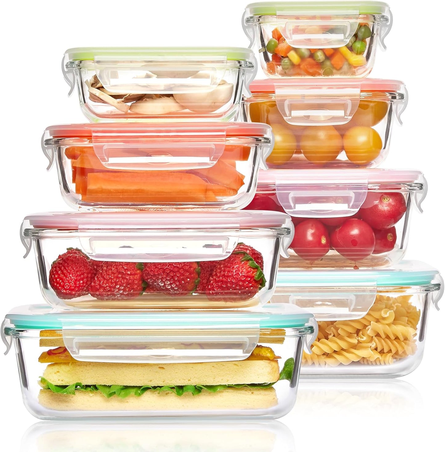 8 Pack Glass Food Storage Containers with Airtight Lids, Glass Meal Prep Containers, Lunch Office Meal for Microwave, Oven, Freezer and Dishwasher, BPA Free