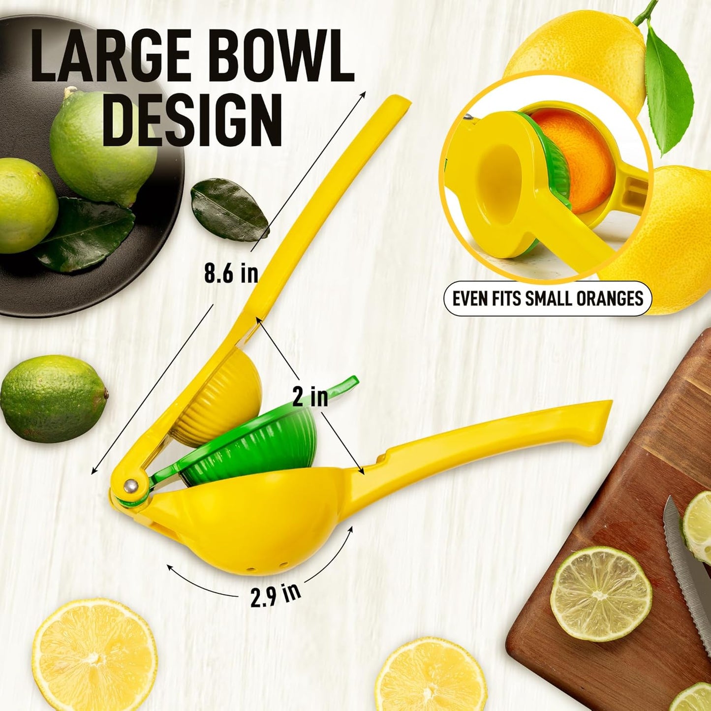 Premium Metal 2-in-1 Lemon Squeezer Sturdy Max Extraction Hand Juicer Lemon Squeezer - Easy to Clean Manual Citrus Juicer - Easy-Use Lemon Juicer Squeezer for Lemons, Limes, Oranges