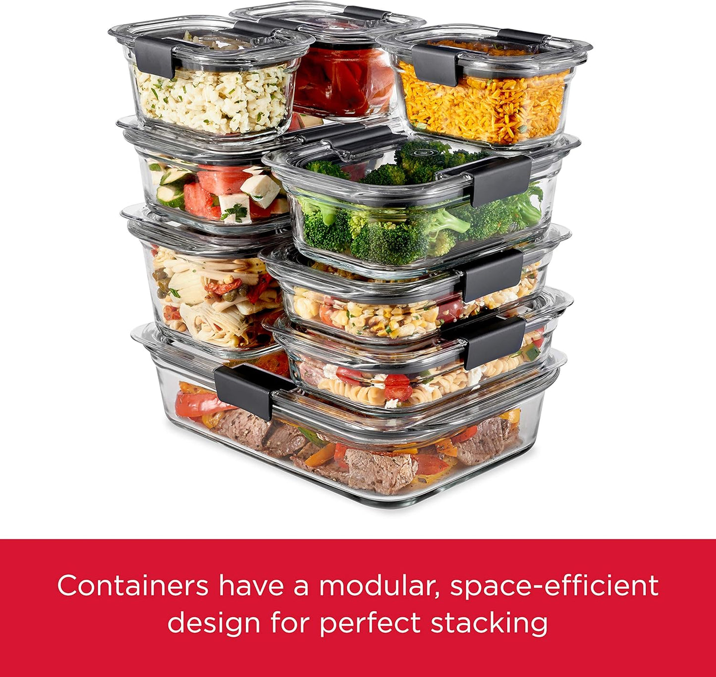 Brilliance Glass Food Storage Containers, Assorted Sizes, Set of 9, BPA-Free, Leak-Proof, Clear