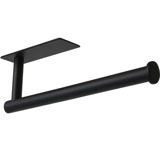 Paper Towel Holder - Under Cabinet Paper Towel Holder for Kitchen, Adhesive Paper Towel Roll Rack for Bathroom Towel, Wall Mounted Matte Black Paper Towel Rack, SUS304 Stainless Steel