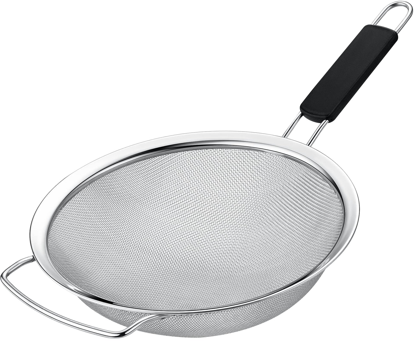 9" Large Fine Mesh Strainer with Thermo Plastic Rubber Handle - Sieve Fine Mesh Stainless Steel - Ideal Kitchen Essential to Strain Pasta, Quinoa and Rice