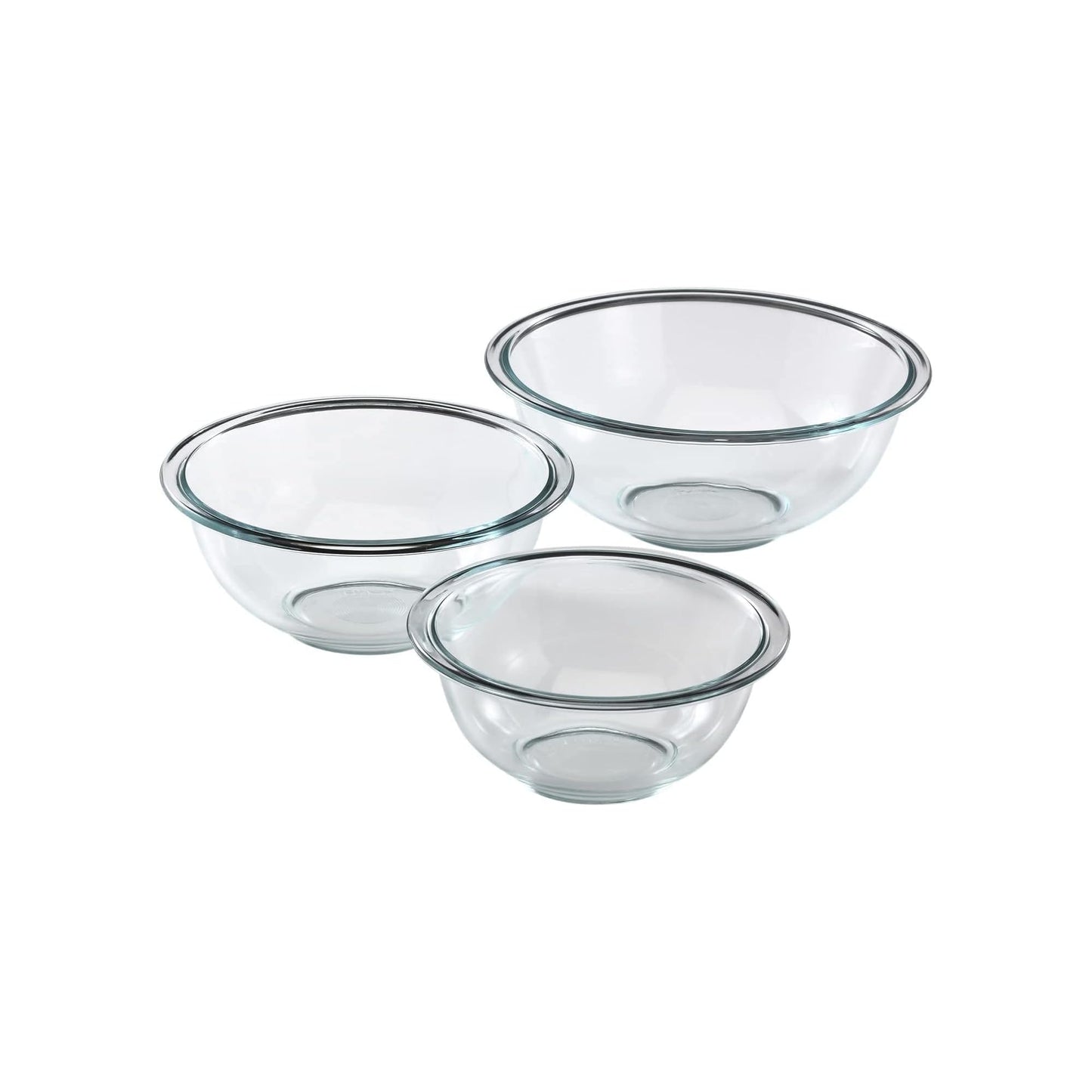 Essentials (3-Piece) Glass Mixing Bowls Set For Prepping, Baking and Cooking, Preheated Oven, Dishwasher, Freezer, and Microwave Safe