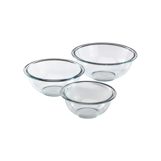 Essentials (3-Piece) Glass Mixing Bowls Set For Prepping, Baking and Cooking, Preheated Oven, Dishwasher, Freezer, and Microwave Safe