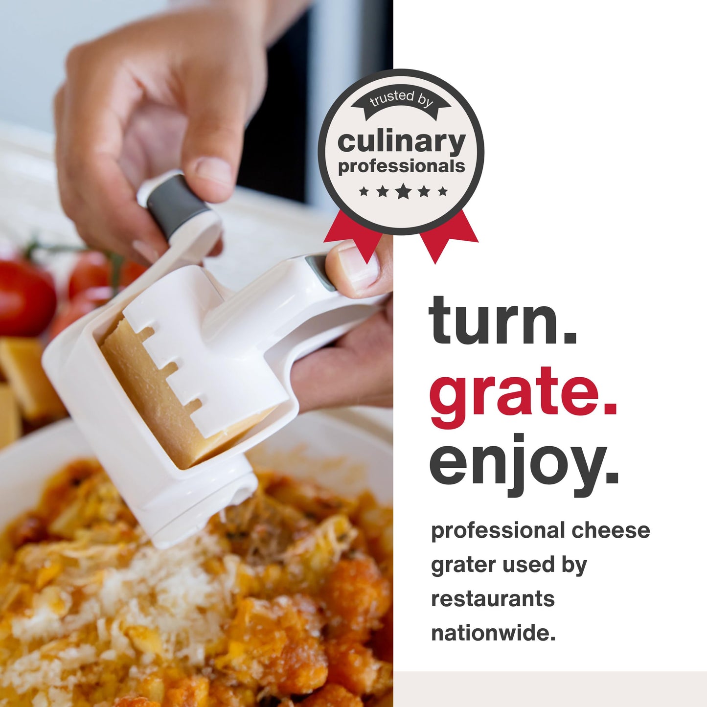 Classic Rotary Cheese Grater - NSF Restaurant Certified Handheld Grater - Can be used for Hard Cheese, Chocolate & More - With Comfortable Handle & Easy-to-Clean Drum
