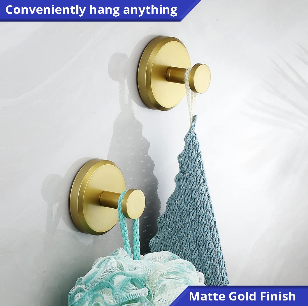 uction Cup Hooks for Shower, Bathroom, Kitchen, Glass Door, Mirror, Tile – Loofah, Towel, Coat, Bath Robe Hook Holder for Hanging up to 15 lbs – Waterproof, Matte Brushed Satin Gold