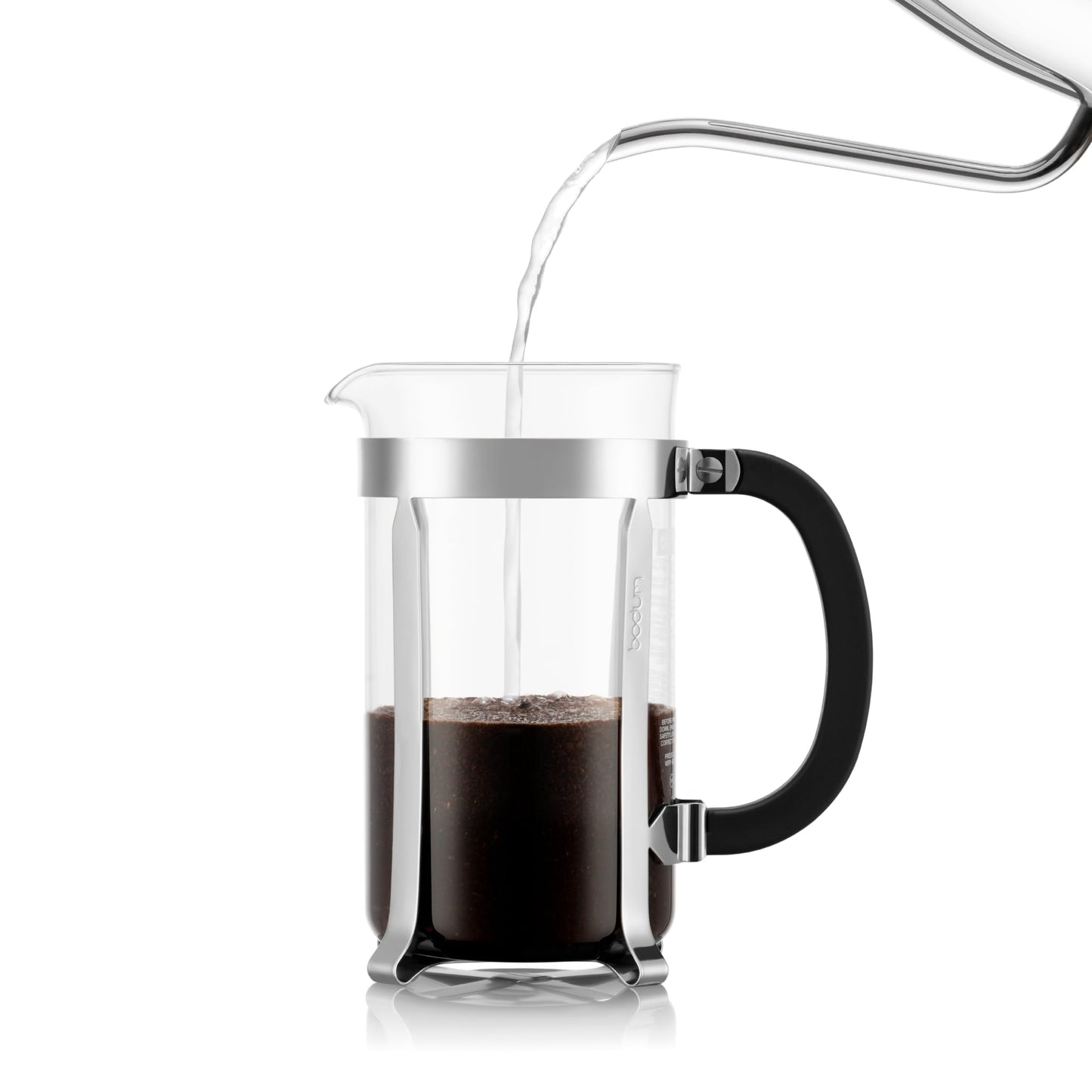 34oz Chambord French Press Coffee Maker, High-Heat Borosilicate Glass, Polished Stainless Steel – Made in Portugal