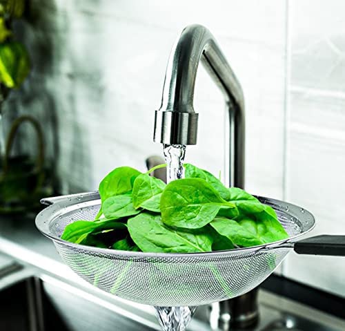 9" Large Fine Mesh Strainer with Thermo Plastic Rubber Handle - Sieve Fine Mesh Stainless Steel - Ideal Kitchen Essential to Strain Pasta, Quinoa and Rice