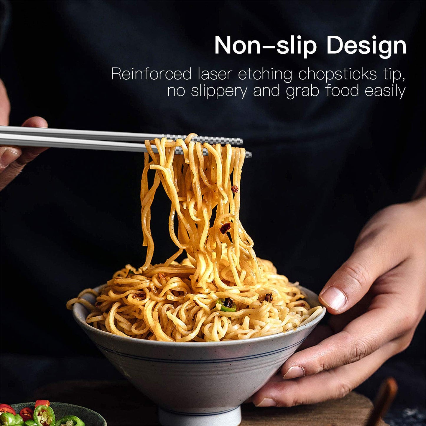 Metal Chopsticks Reusable 18/8 Stainless Steel Chopsticks Multipack Dishwasher Safe Chop Sticks Cute Laser Engraved Non-slip