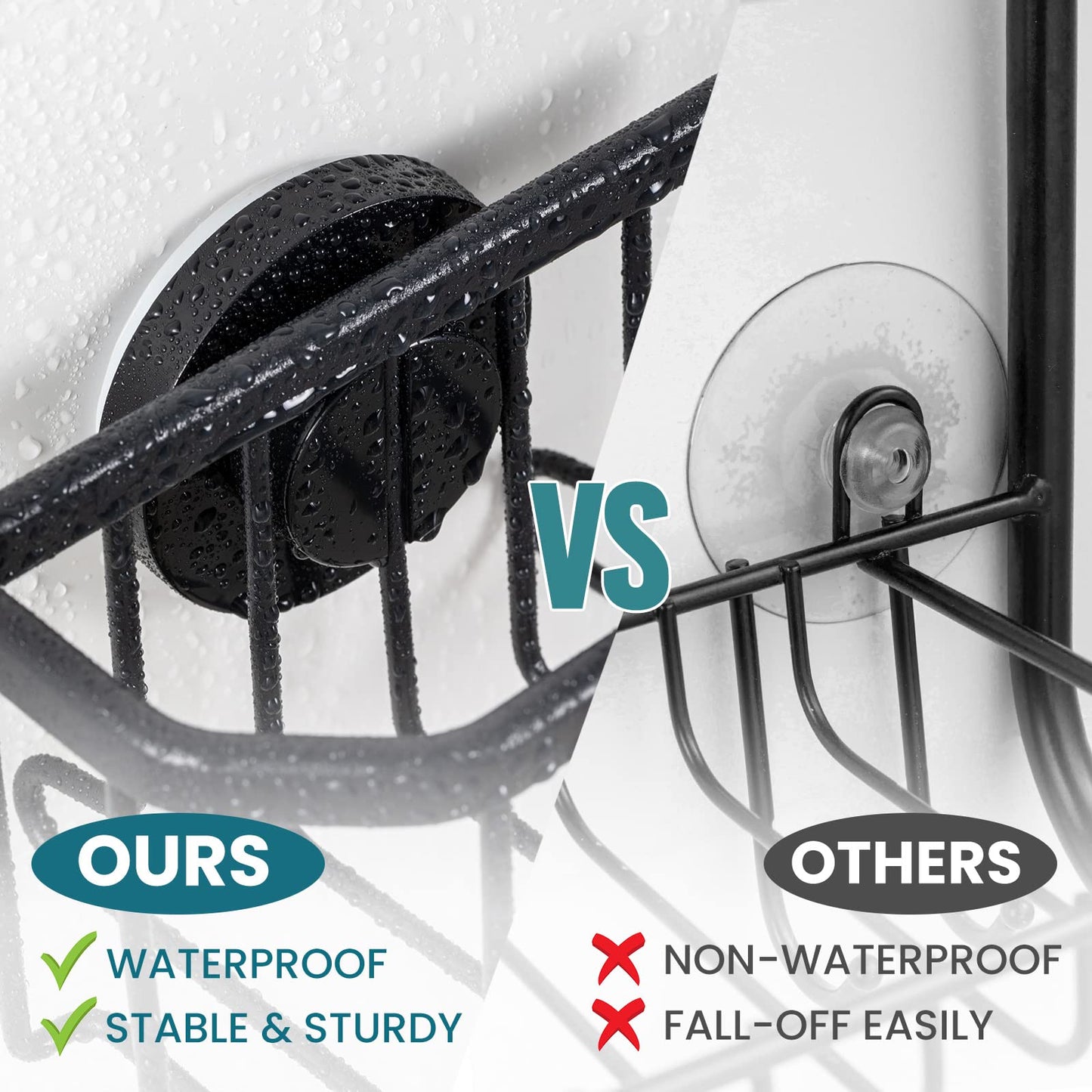 Sponge Holder with Strong Suction Cup, Dish Sponge Caddy Inside Sink Removable, Rustproof Aluminum for Sponges, Brushes, Stoppers and Scrapers