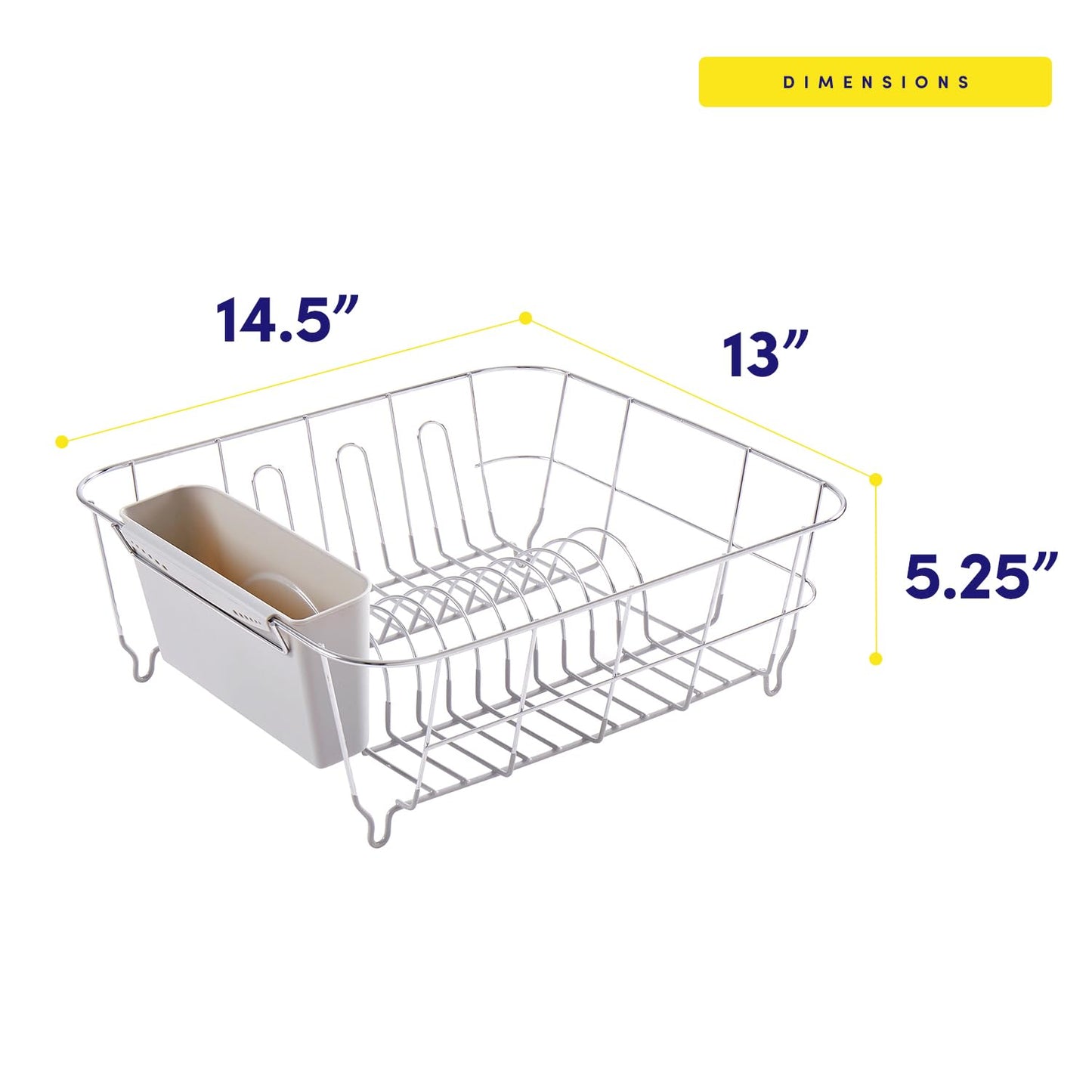 Dish Drying Rack & Cutlery Holder 2 Piece Set - Compact Sink-Fitting Dish Drainer with Rubberized Undercoating, Space-Saving Kitchen Organizer for Plates, Cups, Bowls & Utensils In Sink