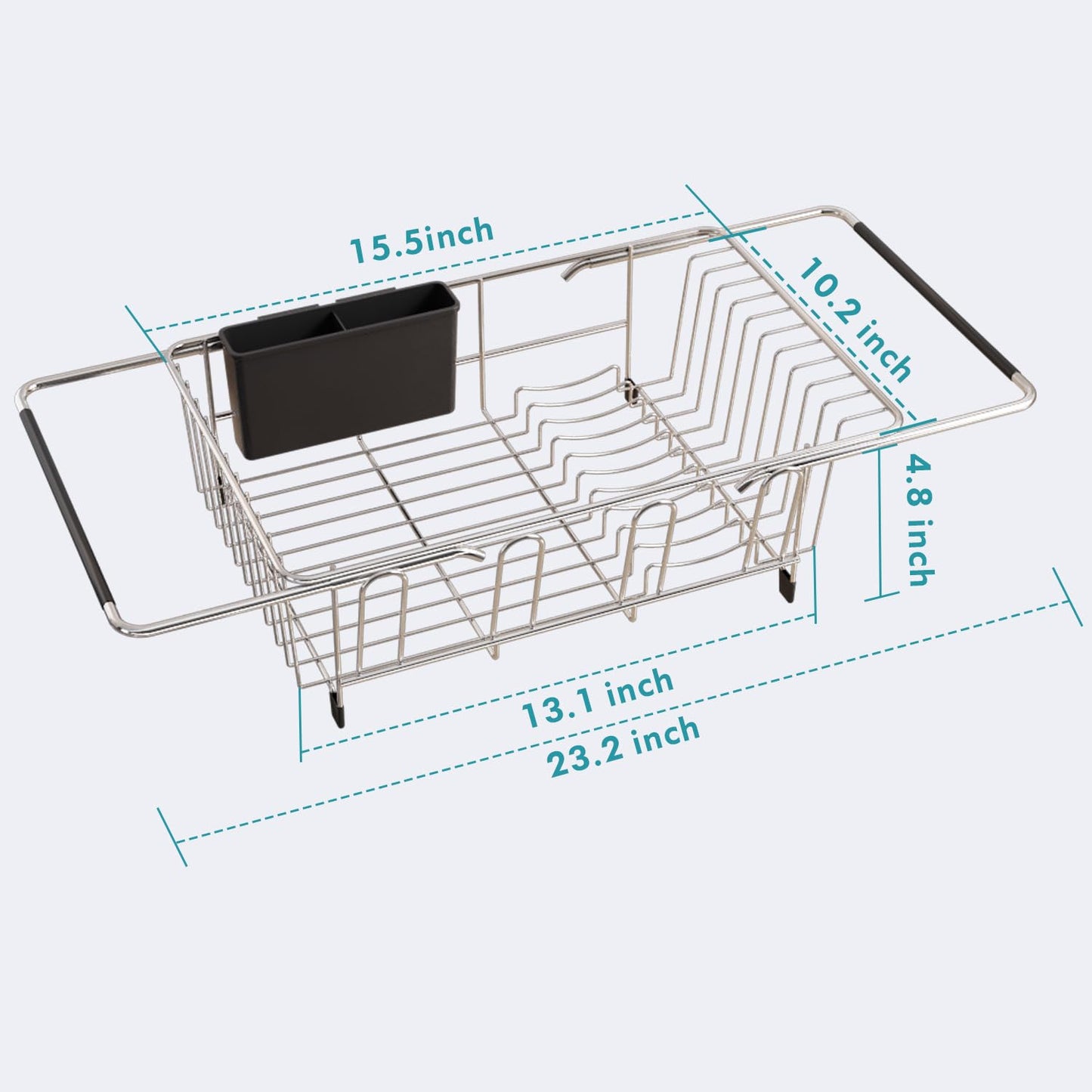 Dish Drying Rack in Sink, Expandable Stainless Steel Dish Drainers for Kitchen Counter, Dish Dryer Rack for Inside Sink, Over The Sink Dish Racks with Utensil Holder