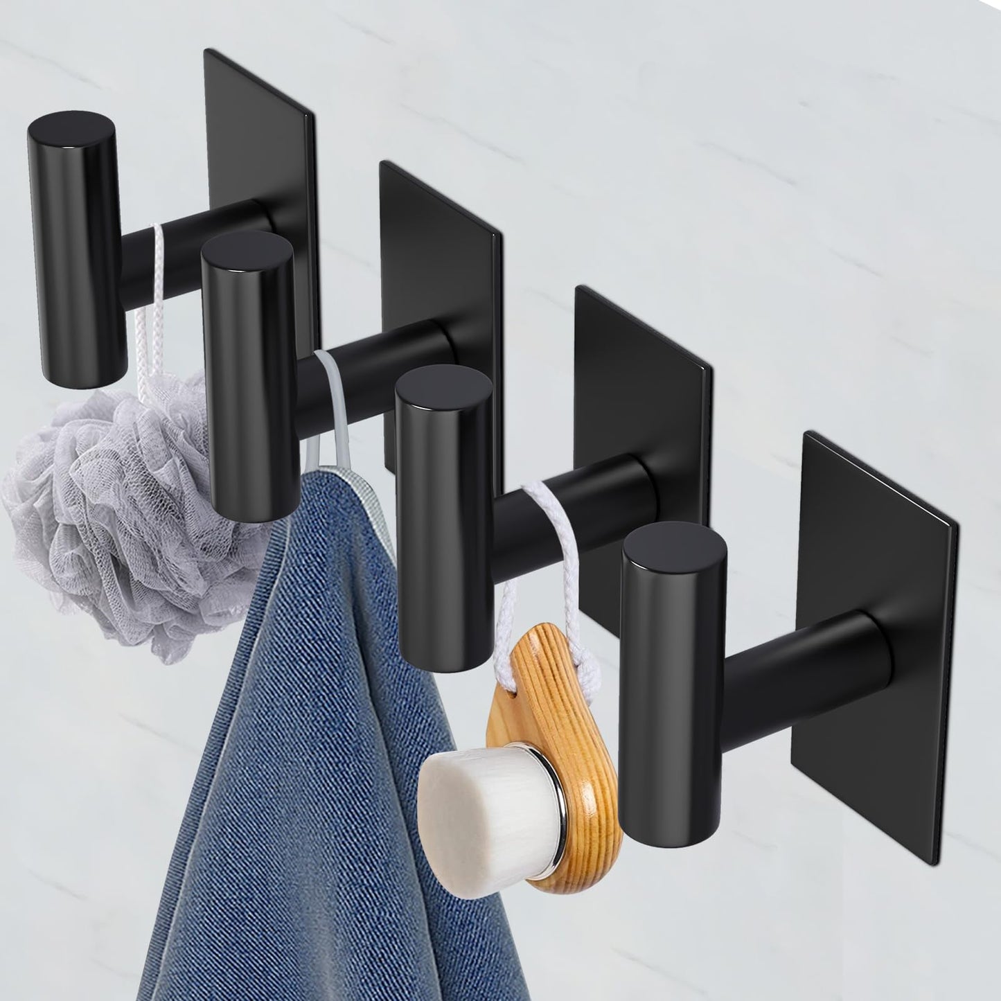 Wall Towel Hooks, Heavy Duty Sticky Holder Waterproof Towel Hooks for Hanging Coat, Clothes, Closet Hook Wall Mount for Kitchen