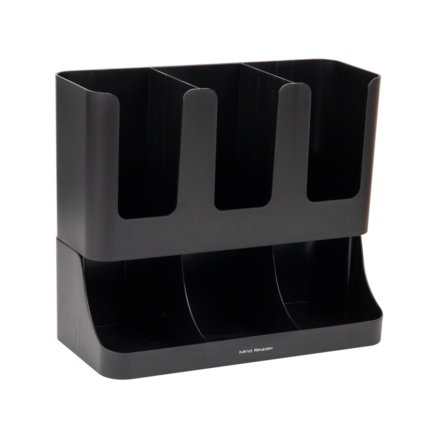 6 Compartment Upright Breakroom Coffee Condiment and Cup Storage Organizer