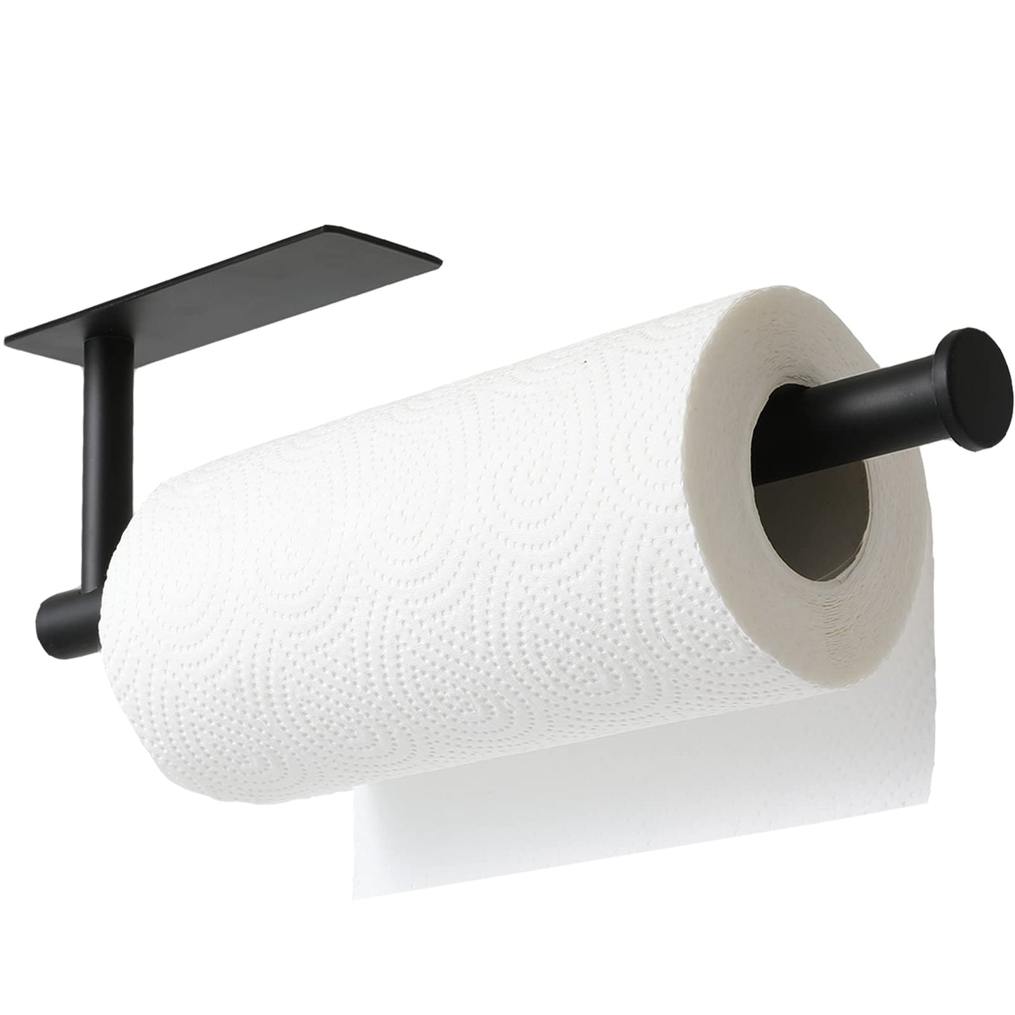 Paper Towel Holder - Under Cabinet Paper Towel Holder for Kitchen, Adhesive Paper Towel Roll Rack for Bathroom Towel, Wall Mounted Matte Black Paper Towel Rack, SUS304 Stainless Steel