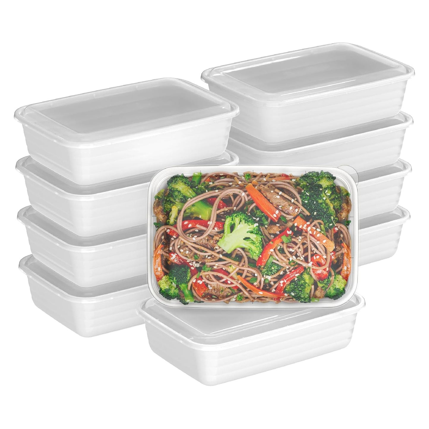 Prep - 20-Piece 1-Compartment Reusable Meal Prep Containers with Lids, PFAS & BPA Free Materials, Durable, Microwave, Freezer, & Dishwasher Safe To Go Food Storage