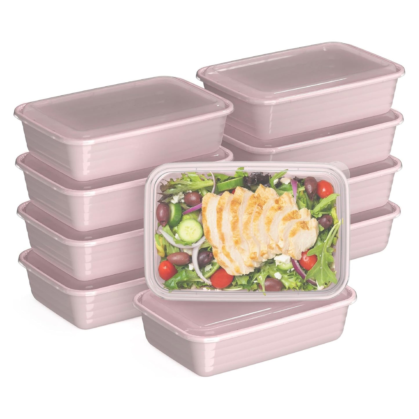 Prep - 20-Piece 1-Compartment Reusable Meal Prep Containers with Lids, PFAS & BPA Free Materials, Durable, Microwave, Freezer, & Dishwasher Safe To Go Food Storage