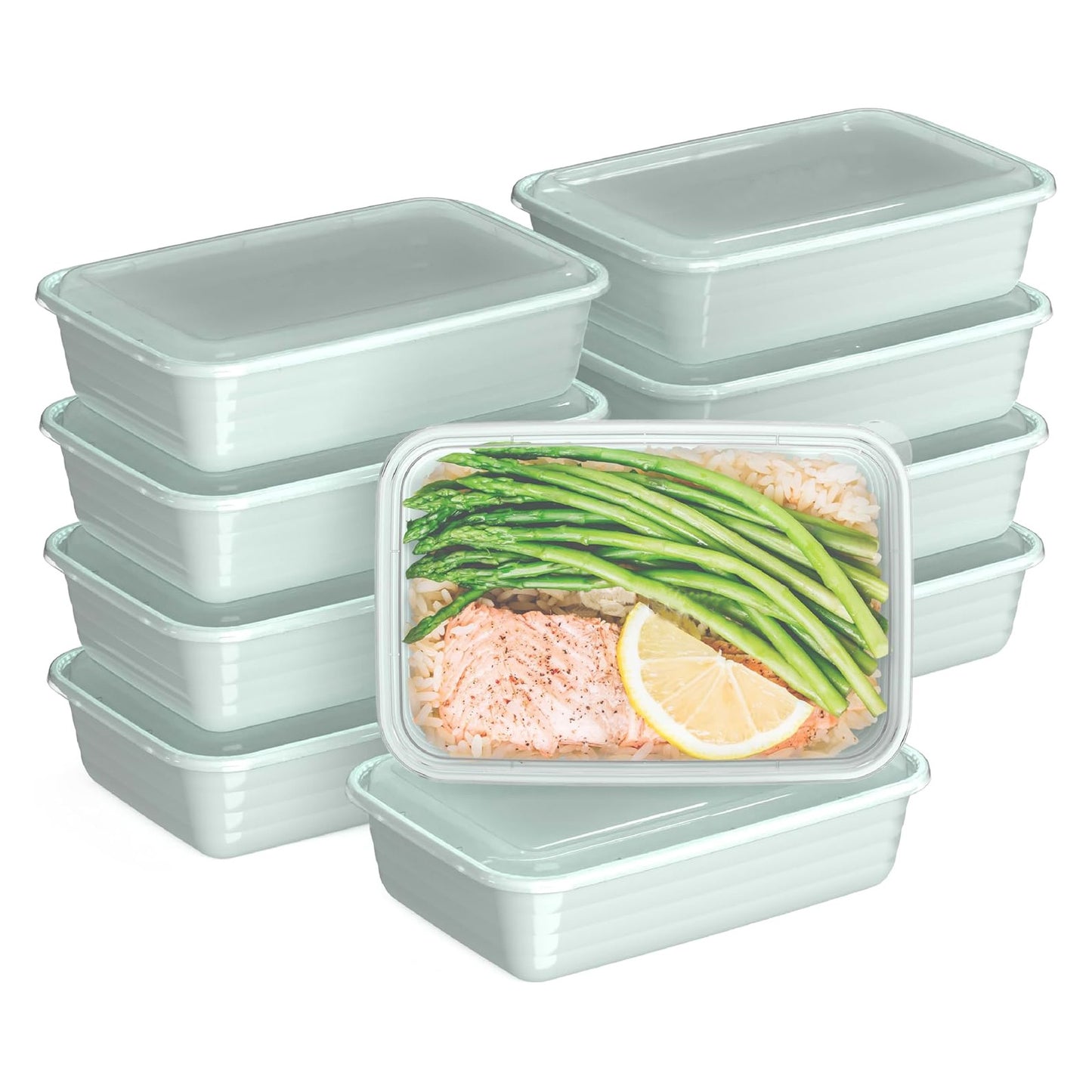 Prep - 20-Piece 1-Compartment Reusable Meal Prep Containers with Lids, PFAS & BPA Free Materials, Durable, Microwave, Freezer, & Dishwasher Safe To Go Food Storage