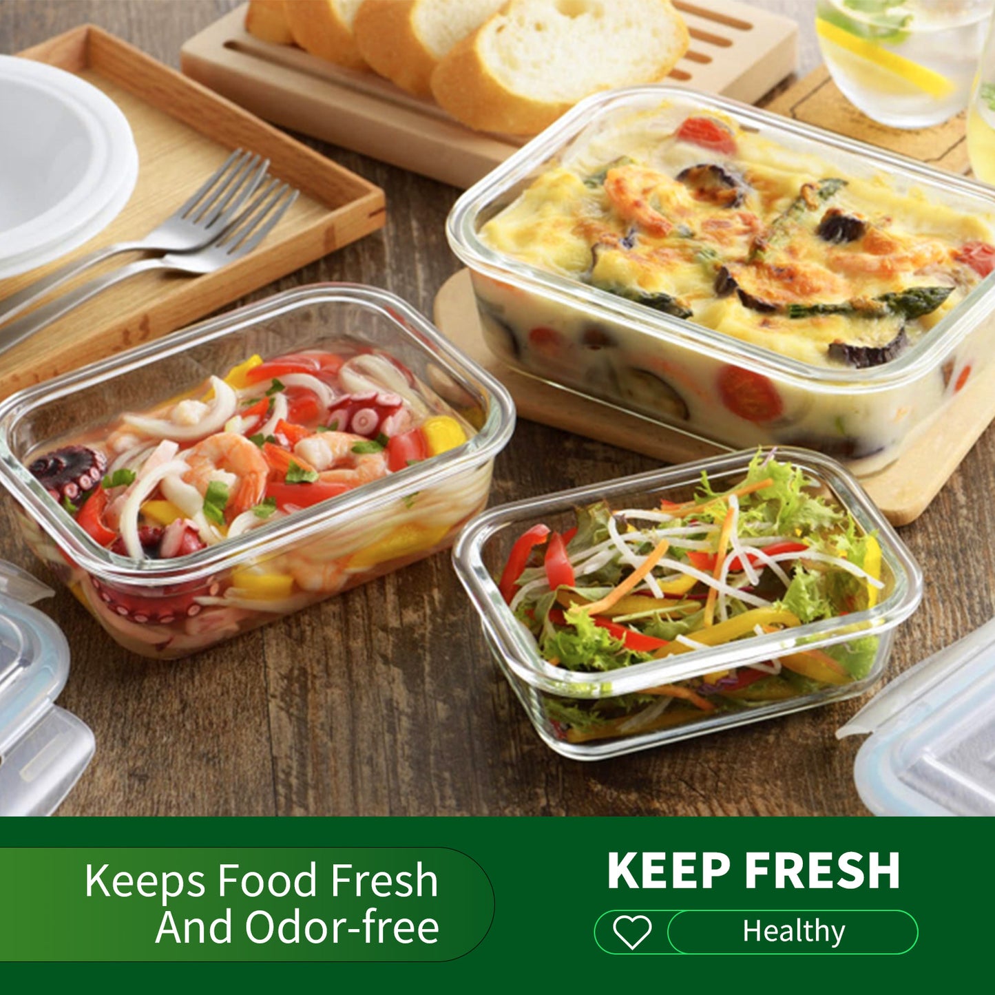 Are l 【4-Packs, Glass Meal Prep Containers with Snap Locking Lids Glass Food Containers,Airtight Lunch Container,Microwave, Oven, Freezer and Dishwasher