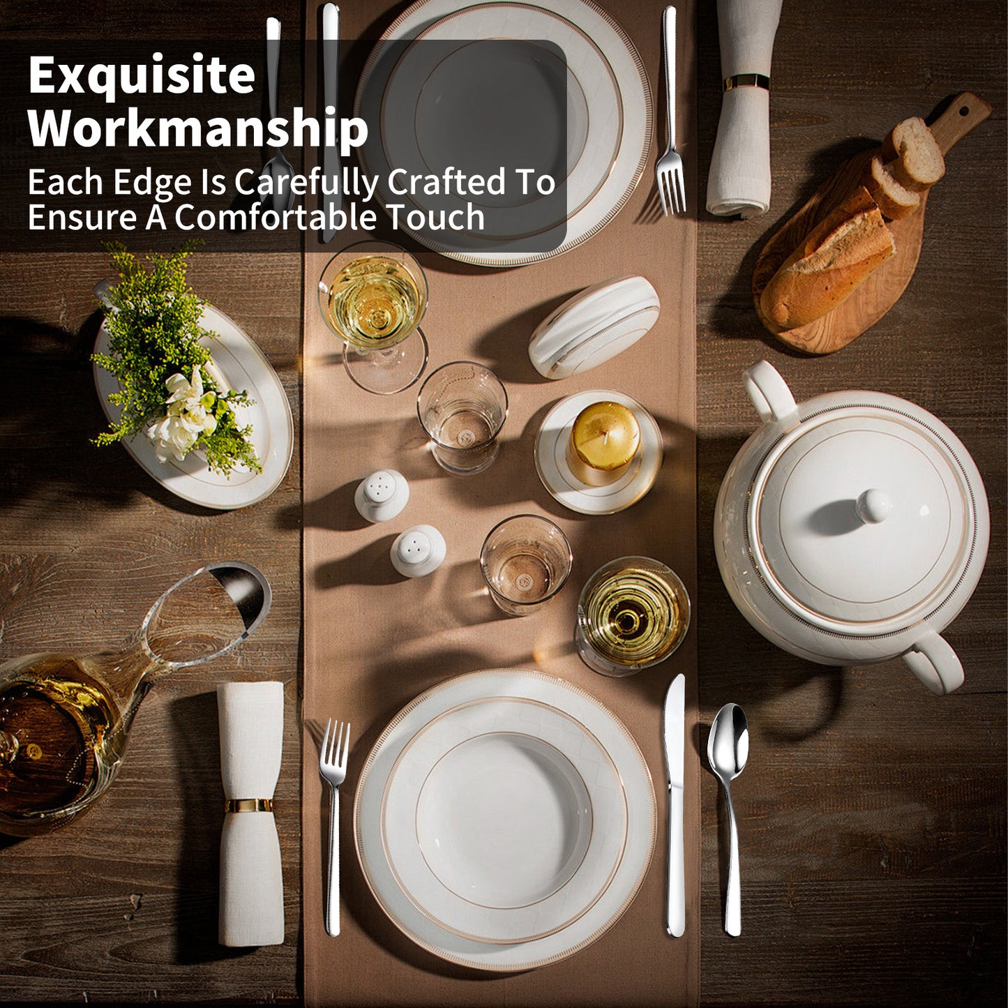 Are l 24-Piece Silverware - Stainless Steel Flatware Cutlery Set, Mirror Polished Flatware Set Include Forks Spoons Knives for Home Wedding Restaurant, Dishwasher Safe, Silver, 24 PCS