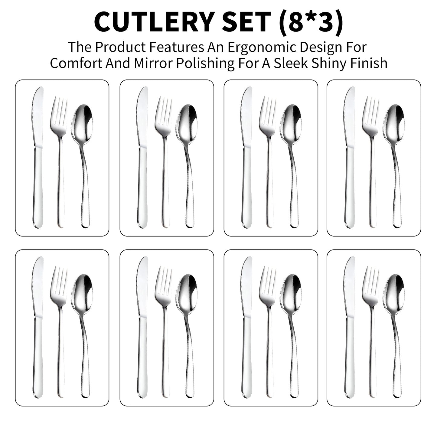 Are l 24-Piece Silverware - Stainless Steel Flatware Cutlery Set, Mirror Polished Flatware Set Include Forks Spoons Knives for Home Wedding Restaurant, Dishwasher Safe, Silver, 24 PCS