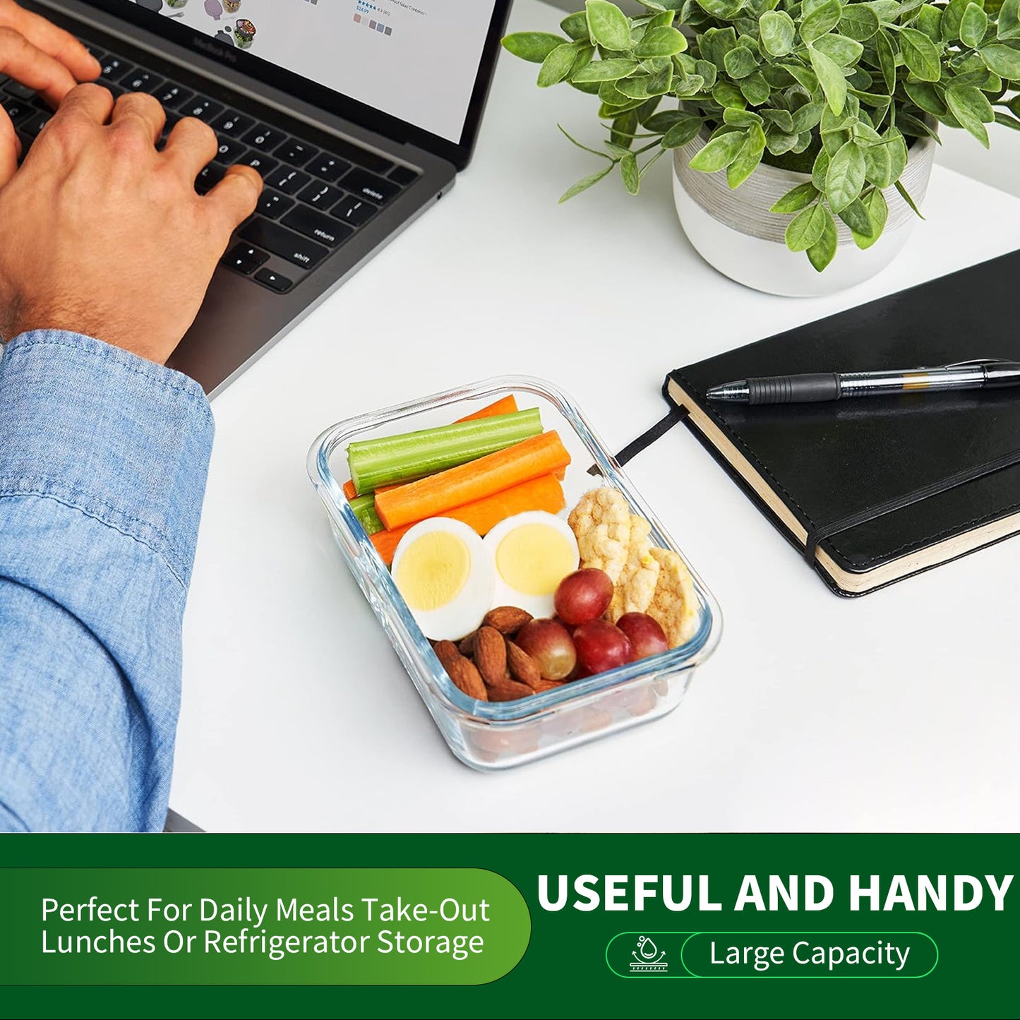 Are l 【4-Packs, Glass Meal Prep Containers with Snap Locking Lids Glass Food Containers,Airtight Lunch Container,Microwave, Oven, Freezer and Dishwasher