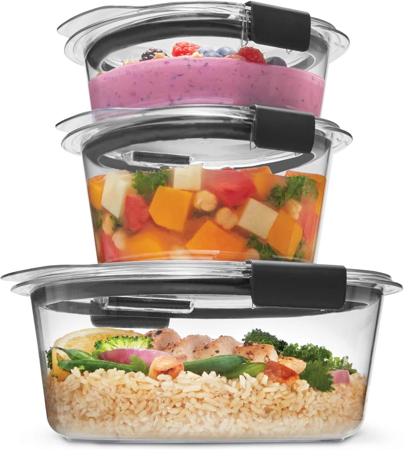 Brilliance Food Storage Containers BPA Free Airtight Lids Ideal for Lunch Meal Prep & Leftovers Set of 5 (3.2 Cup)