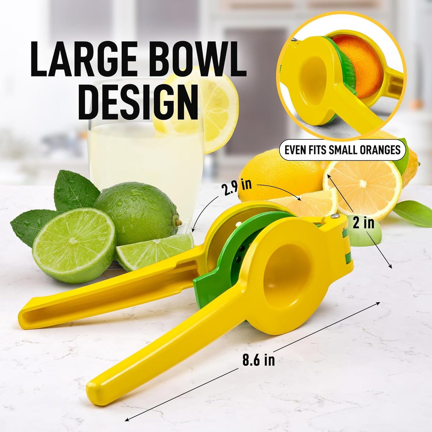 Premium Metal 2-in-1 Lemon Squeezer Sturdy Max Extraction Hand Juicer Lemon Squeezer - Easy to Clean Manual Citrus Juicer - Easy-Use Lemon Juicer Squeezer for Lemons, Limes, Oranges