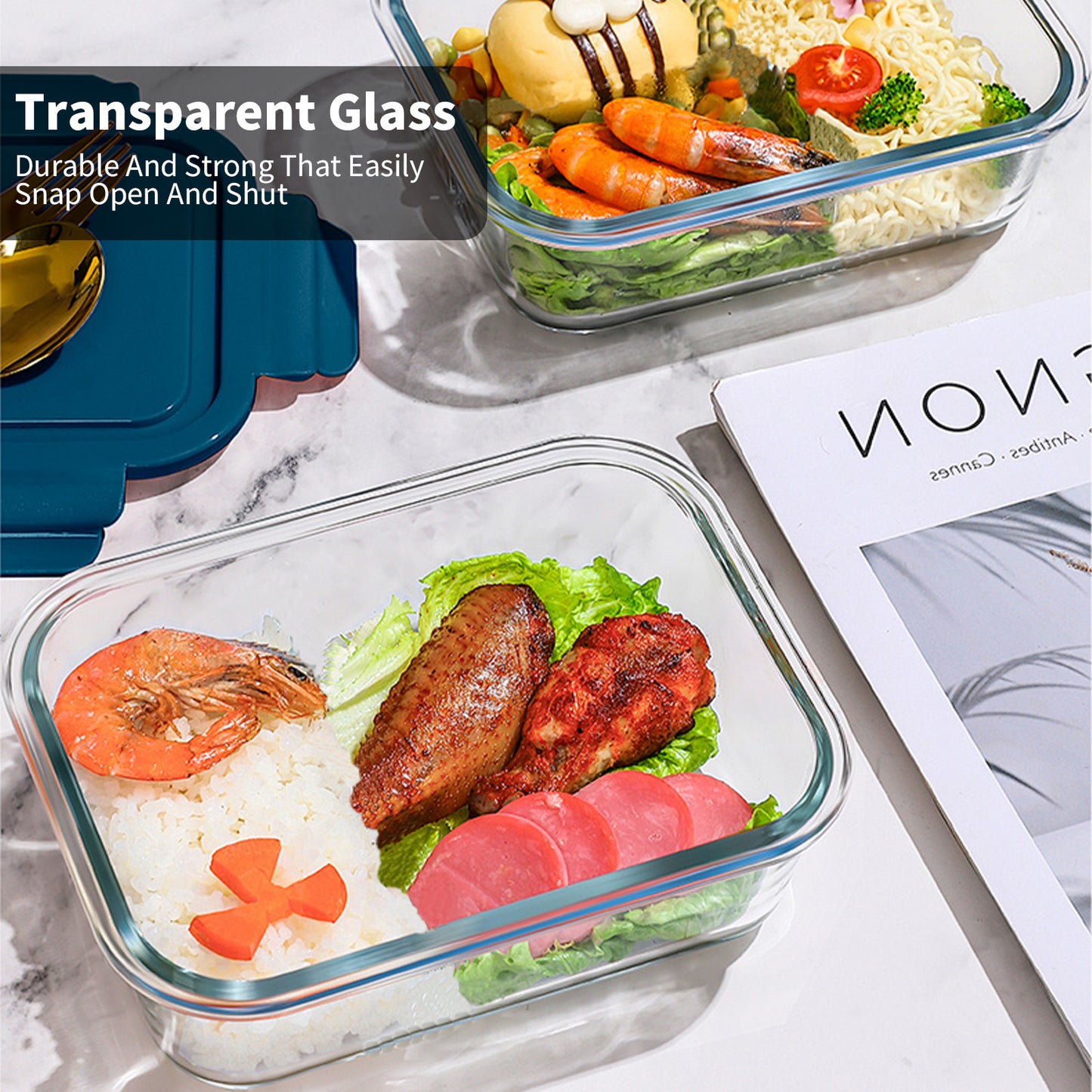 Are l 【4-Packs, Glass Meal Prep Containers with Snap Locking Lids Glass Food Containers,Airtight Lunch Container,Microwave, Oven, Freezer and Dishwasher