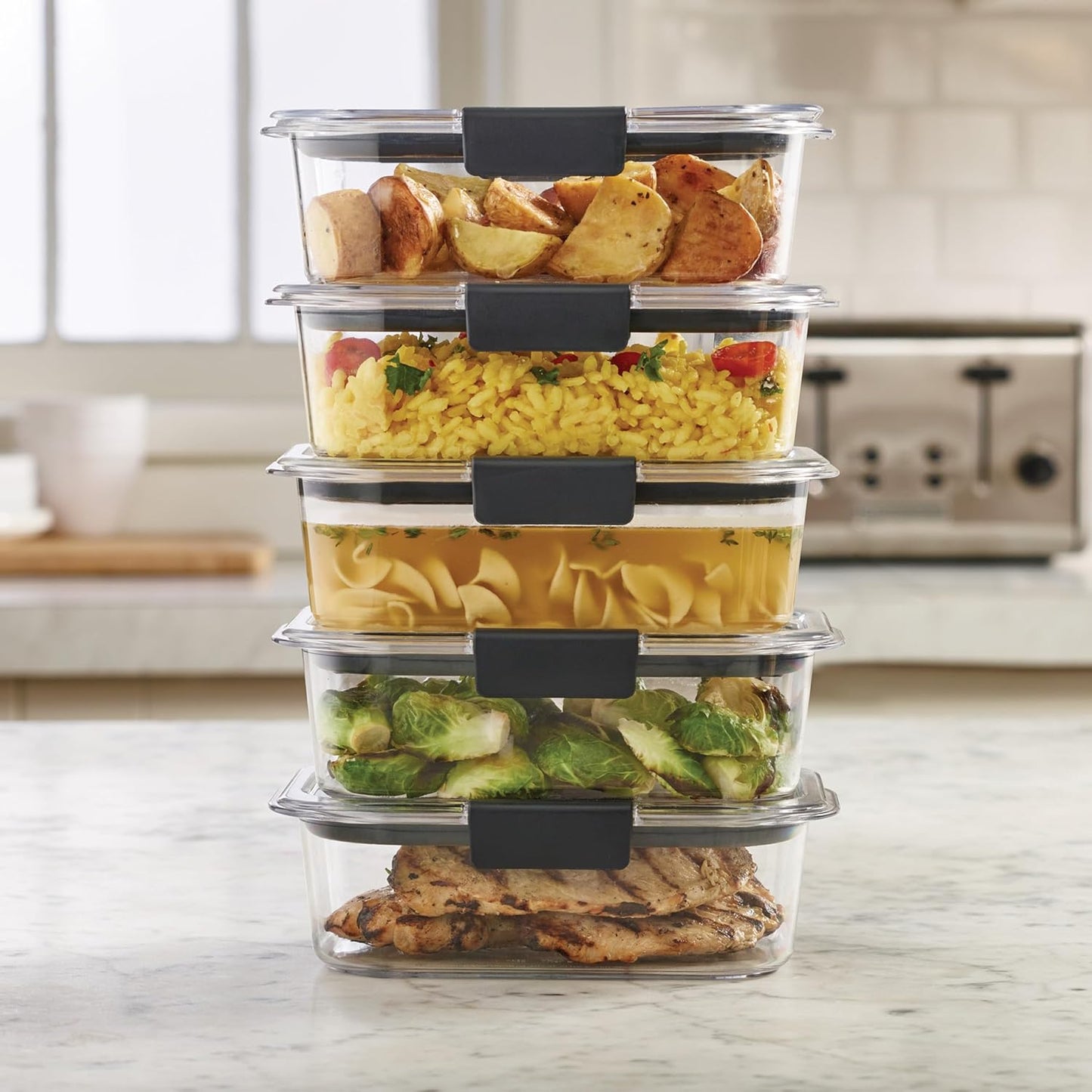 Brilliance Food Storage Containers BPA Free Airtight Lids Ideal for Lunch Meal Prep & Leftovers Set of 5 (3.2 Cup)