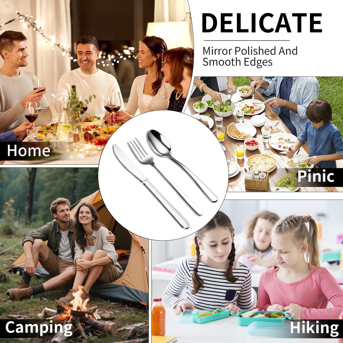 Are l 24-Piece Silverware - Stainless Steel Flatware Cutlery Set, Mirror Polished Flatware Set Include Forks Spoons Knives for Home Wedding Restaurant, Dishwasher Safe, Silver, 24 PCS