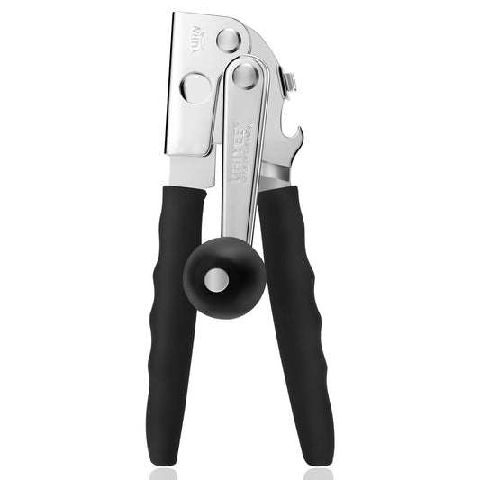 Commercial can opener, hand cranked can opener, manual heavy-duty, equipped with comfortable extra long handle, extra large knob, large handle, easy to open large cans
