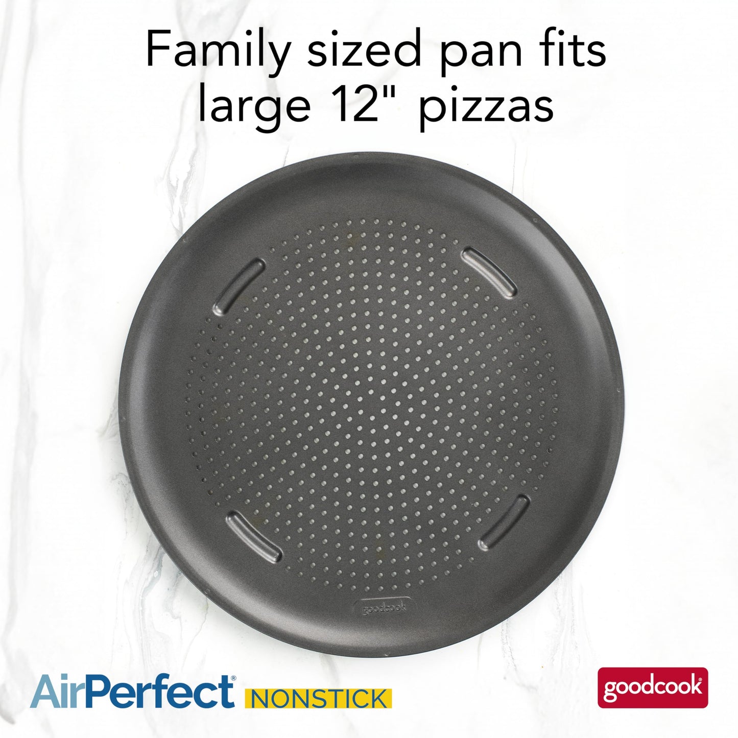 AirPerfect Nonstick 16” Pizza Pan – Pizza Tray for Oven, Perforated Round Pizza Pan, Carbon Steel Baking Pan, Homemade, Frozen & Leftover Slices