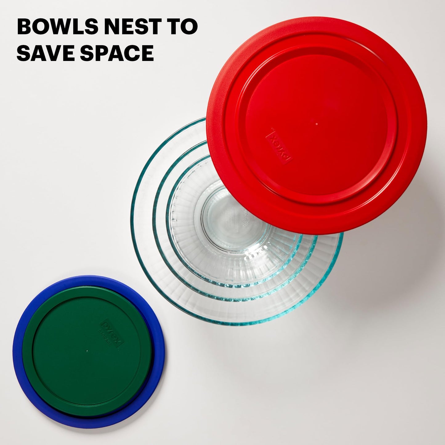 Sculpted (3-Pack) Glass Mixing Bowls Set With Lids For Prepping, Baking and Cooking, Preheated Oven, Dishwasher, Freezer, and Microwave Safe