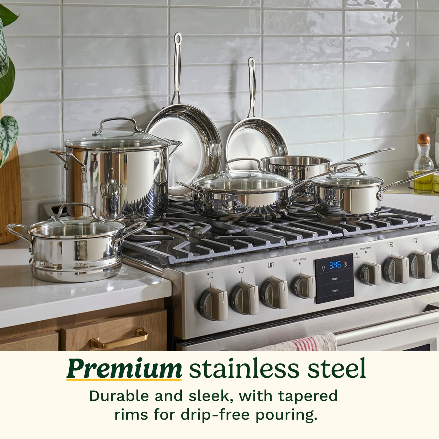 77-11G Stainless Steel 11-Piece Set Chef's-Classic-Stainless-Cookware-Collection