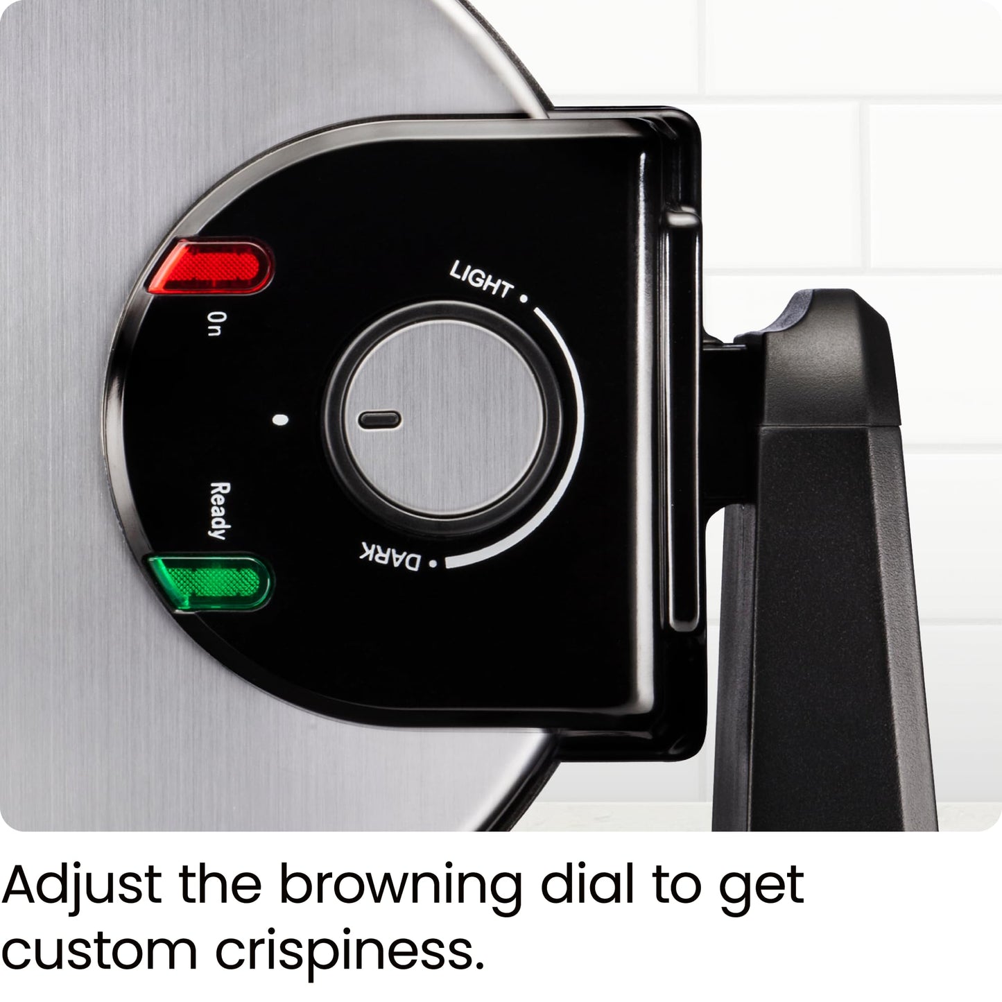 Rotating Belgian Waffle Maker, 180° Flip Iron w/ Non-Stick Plates, Adjustable Timer, Locking Lid, & Drip Plate, Space Saving Storage, Mess-Free Breakfast, Stainless Steel