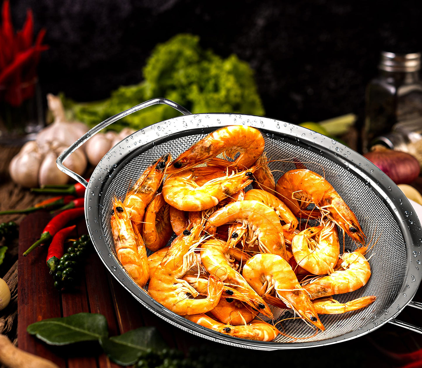 9" Large Fine Mesh Strainer with Thermo Plastic Rubber Handle - Sieve Fine Mesh Stainless Steel - Ideal Kitchen Essential to Strain Pasta, Quinoa and Rice