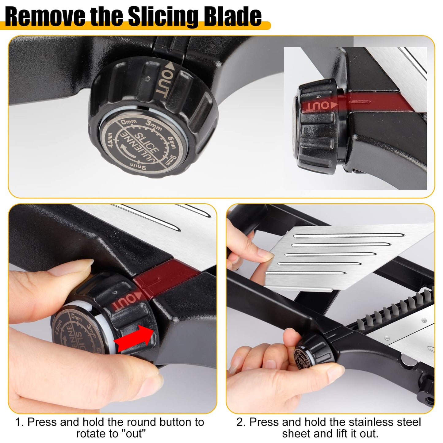 Mandoline Food slicer for kitchen, Adjustable Stainless Steel Mandoline Vegetable slicer, Food slicer Onion Potato Chip French Fry, 7 in-1 Adjustable Blade, Including 1 Pair Cut-Resistant Gloves