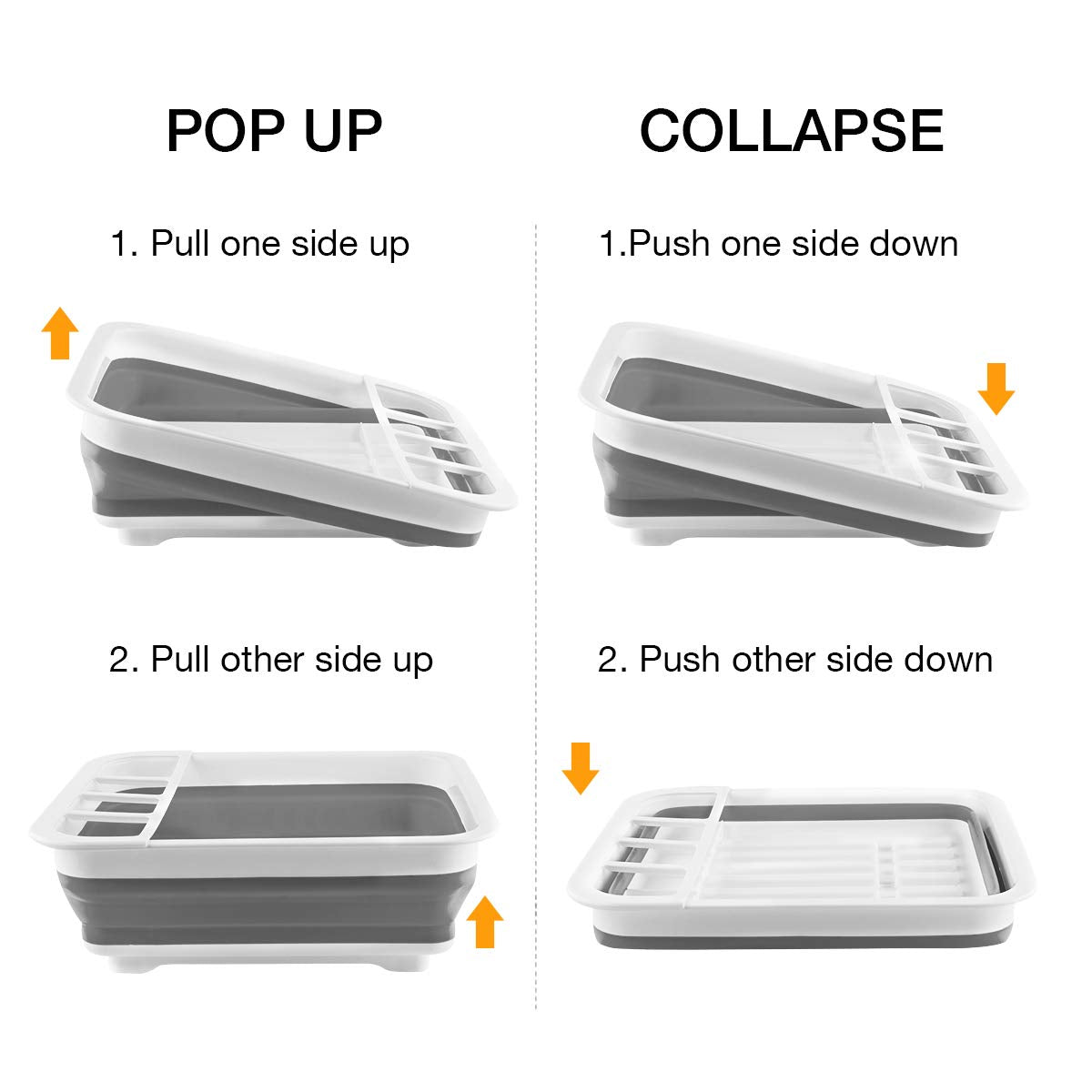 Collapsible Dish Drying Rack Portable Dinnerware Drainer Organizer for Kitchen RV Campers Travel Trailer Space Saving Kitchen Storage Tray
