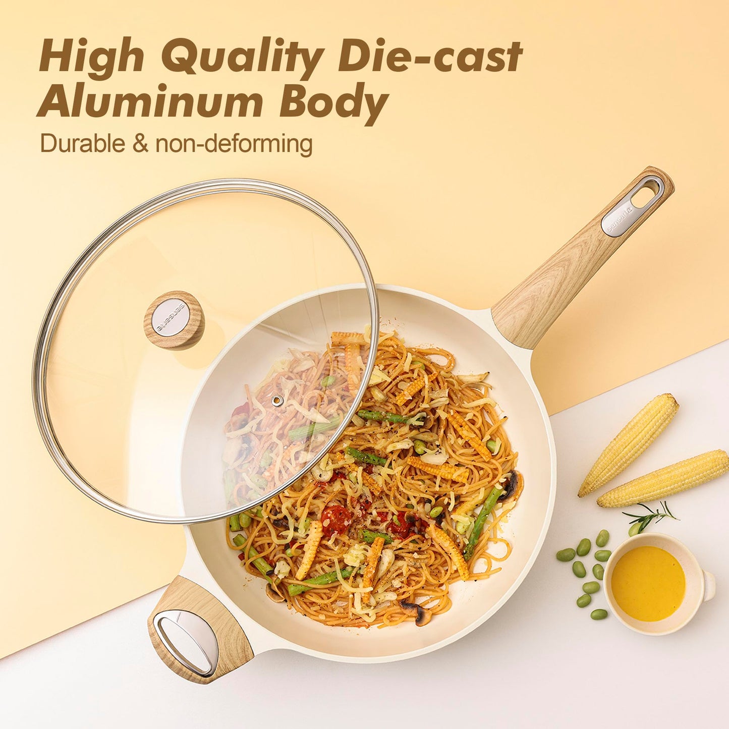 Ceramic Cookware Set, Pots and Pans Set Non stick, 14-Piece Induction Cookware, Non toxic Healthy Non Stick Kitchen Cooking Set, with Frying Pans Set, PFAS PTFE PFOA PFOS Free