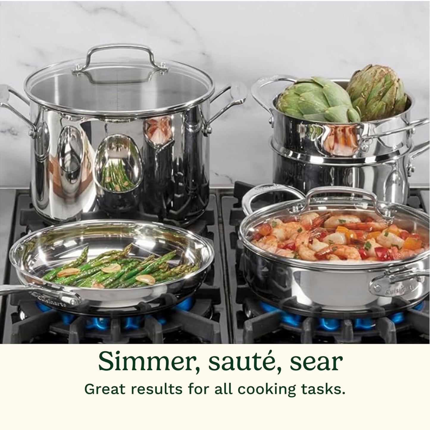 77-11G Stainless Steel 11-Piece Set Chef's-Classic-Stainless-Cookware-Collection