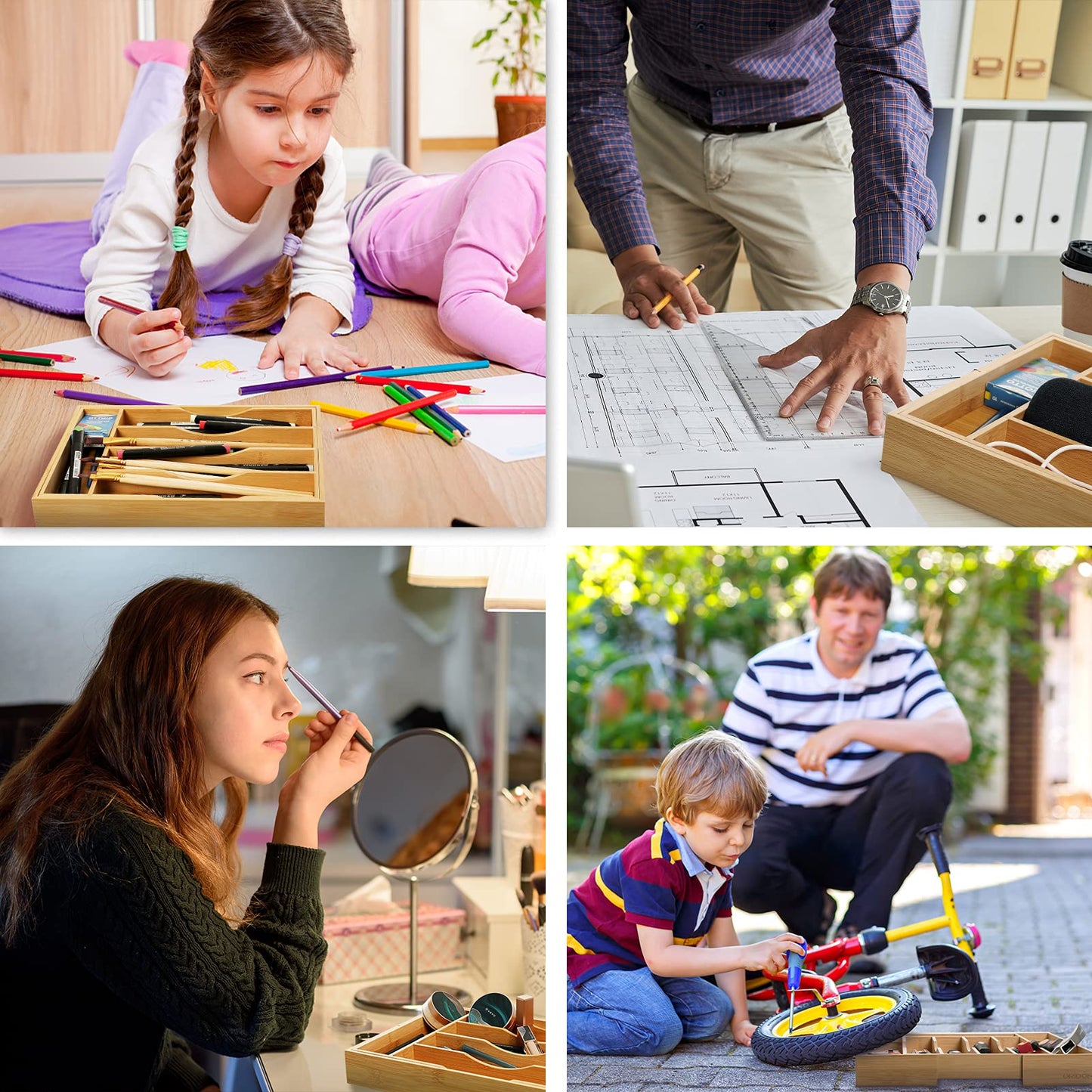 Expandable Bamboo Kitchen Drawer Organizer for Cutlery and Utensils, Adjustable Bamboo Wood Cutlery Tray in Drawer for Flatware and Silverware in Kitchen