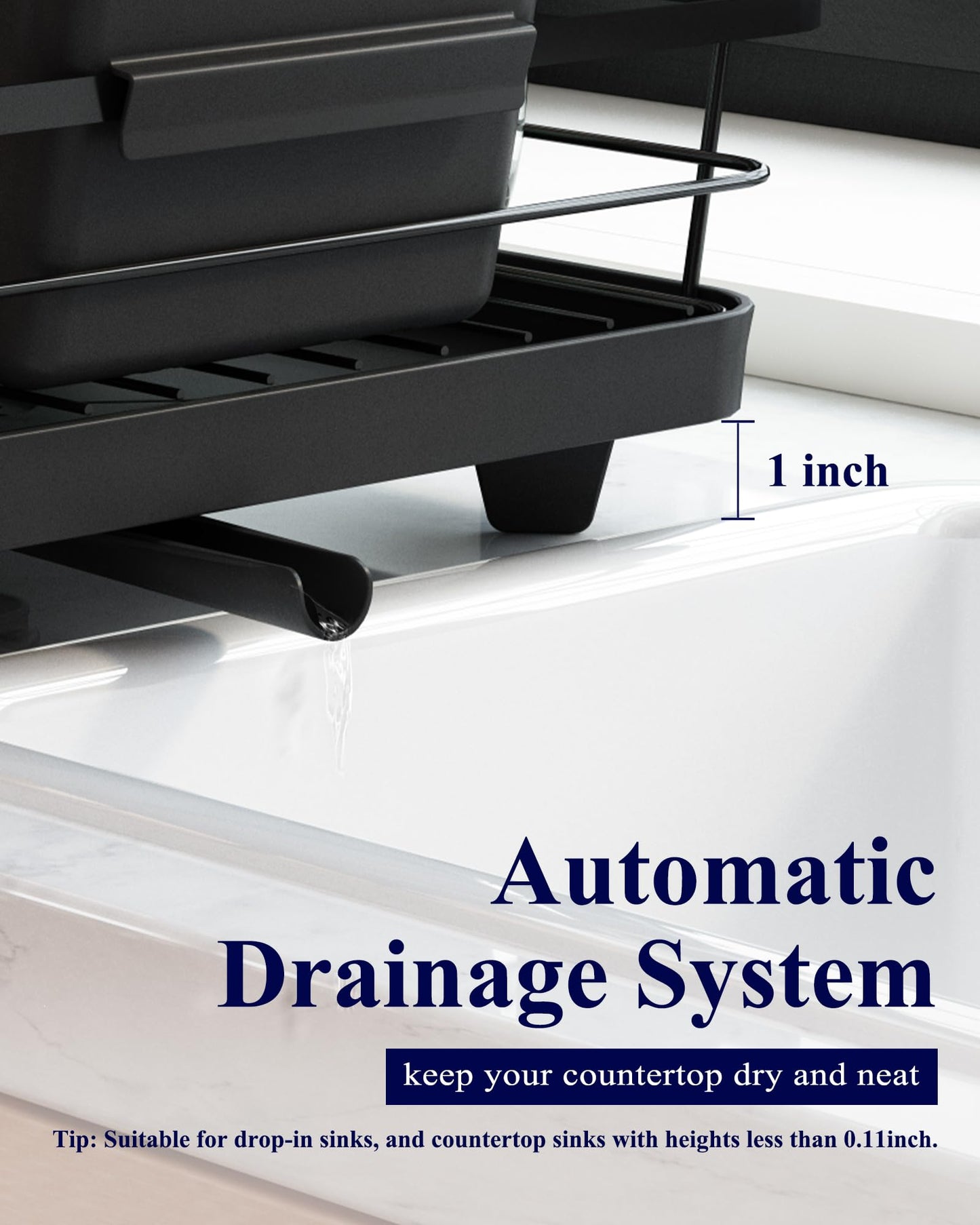 Dish Drying Rack for Kitchen Counter, Stainless Steel Sink Organization and Storage Essentials with Cutlery Holder, Home and Appartment Decor, 12''W x 15.5''L