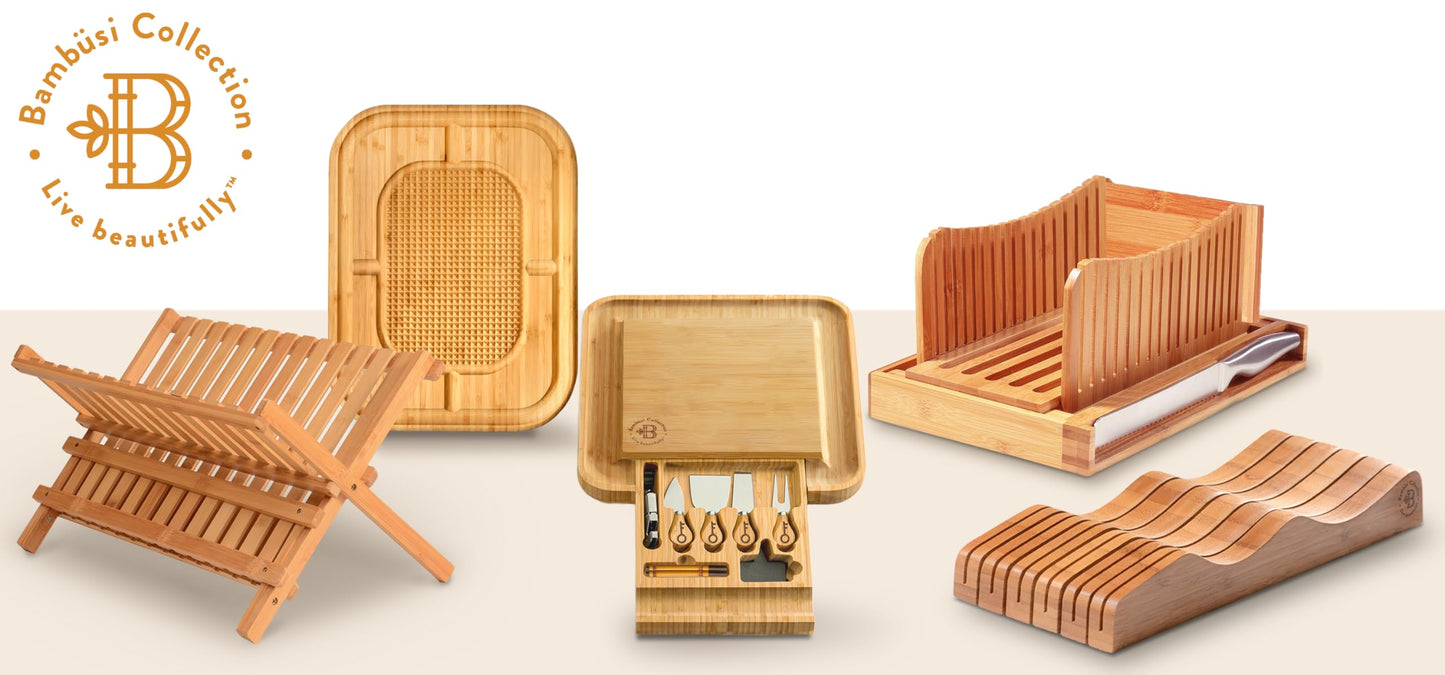 Dish Drying Rack - Collapsible 2-Tier Bamboo Dish Rack for Kitchen Counter, Wooden Dish Drainer with Foldable Space-Saving Design - Drying Rack for Dishes, Plates, and Cups - Housewarming Gift